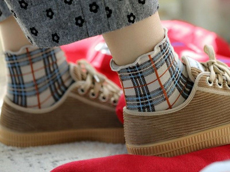 Plaid Knit Socks