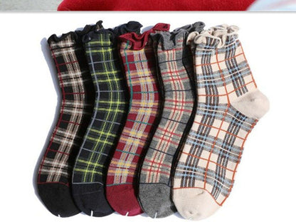 Plaid Knit Socks