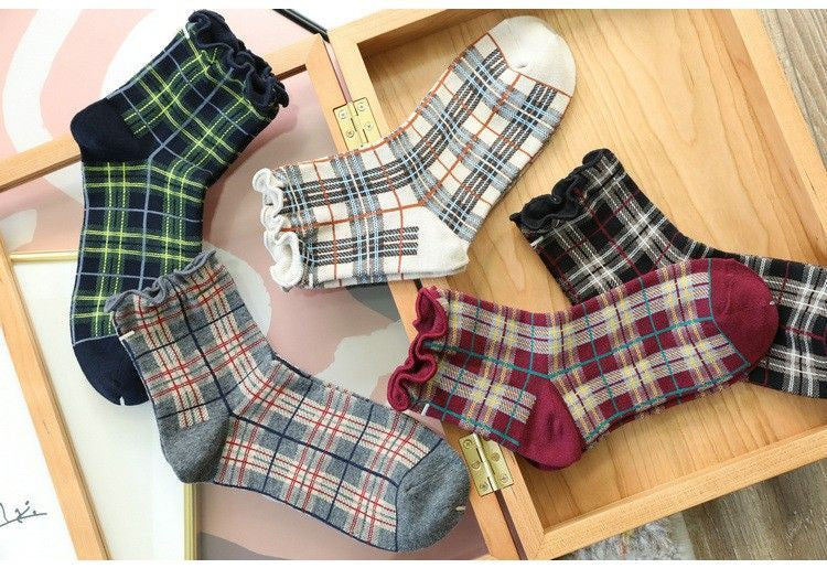 Plaid Knit Socks