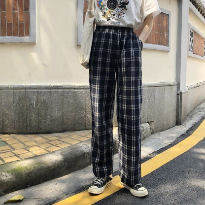 Plaid Straight Leg Pants