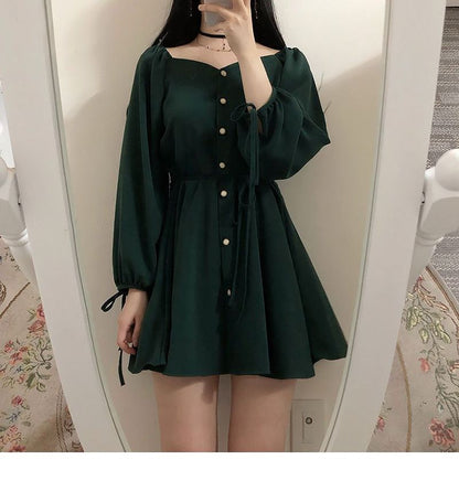 Long Sleeve Sweetheart Neckline Mini A-Line Dress