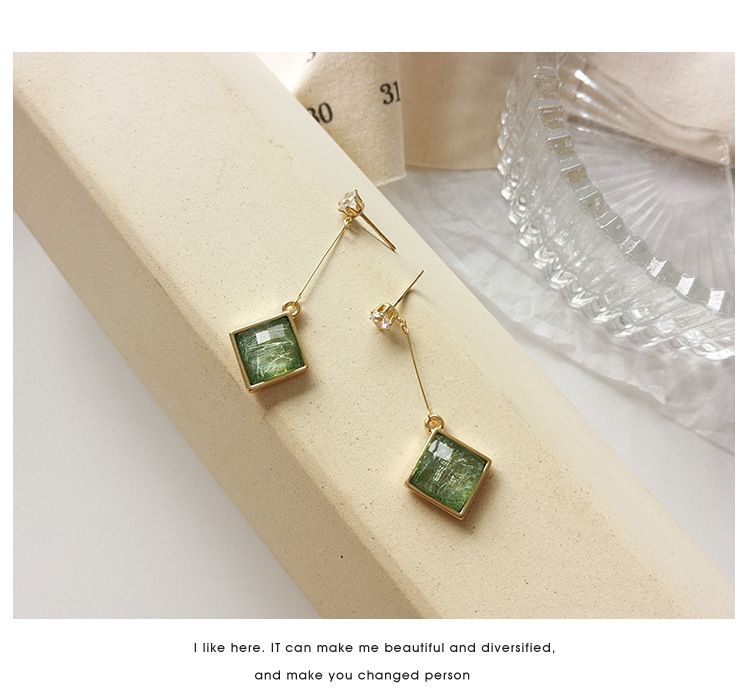 Rhinestone Resin Square Drop Earring