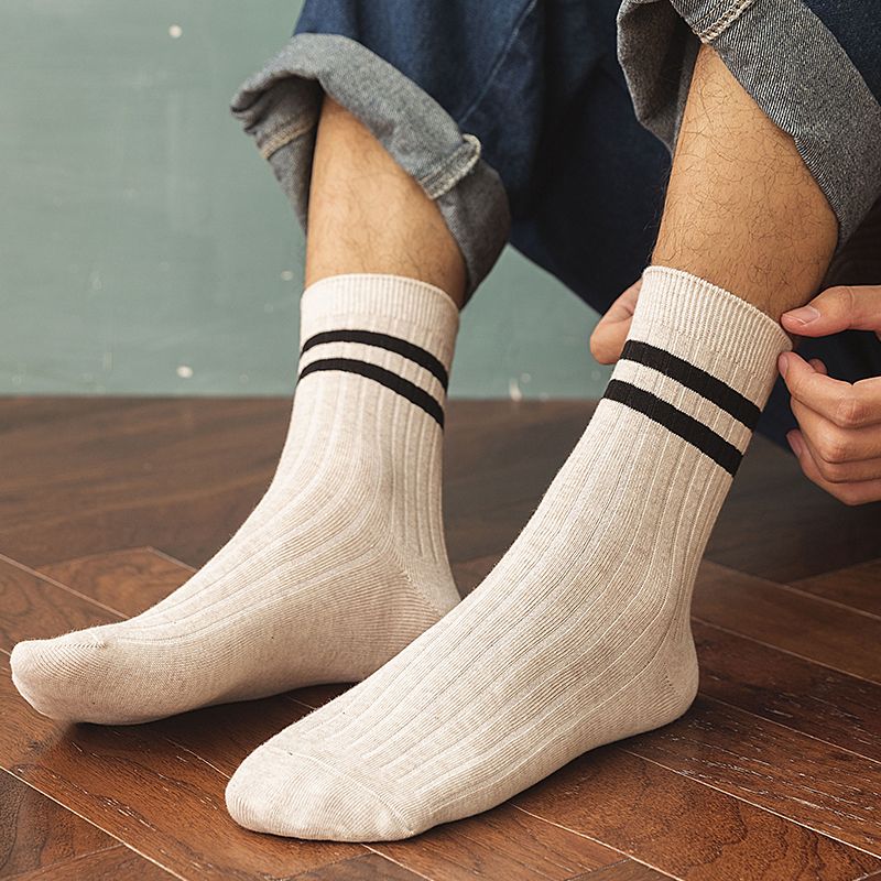 Set of 4: Striped Ribbed Socks