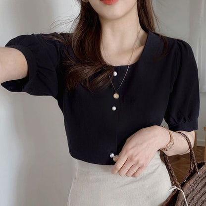 Puff Sleeve Square Neck Blouse