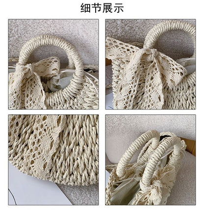 Top Handle Woven Crossbody Bag