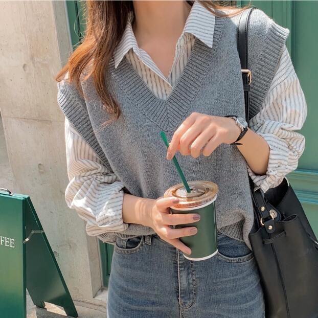 Long Sleeve Striped Shirt / V