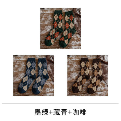 Set Of 3 Pairs: Argyle Socks