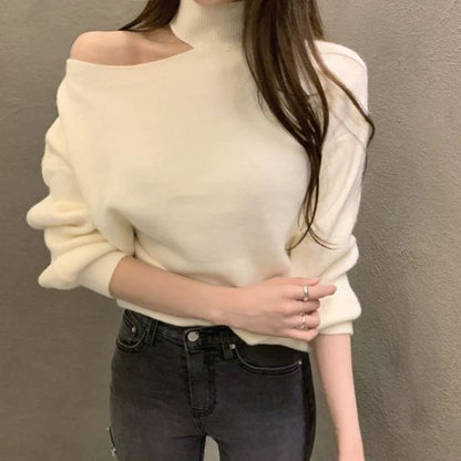 Turtleneck Cold-Shoulder Sweater