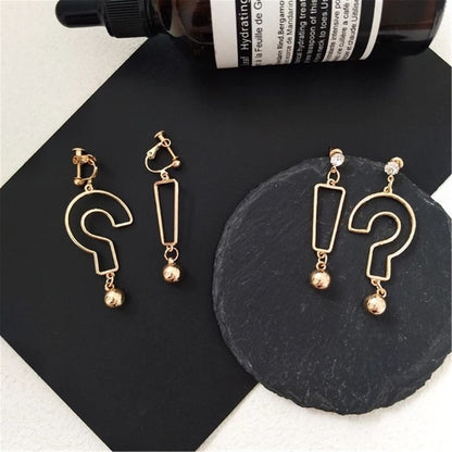 Question & Exclamation Mark Asymmetrical Dangle Earring Egirldoll