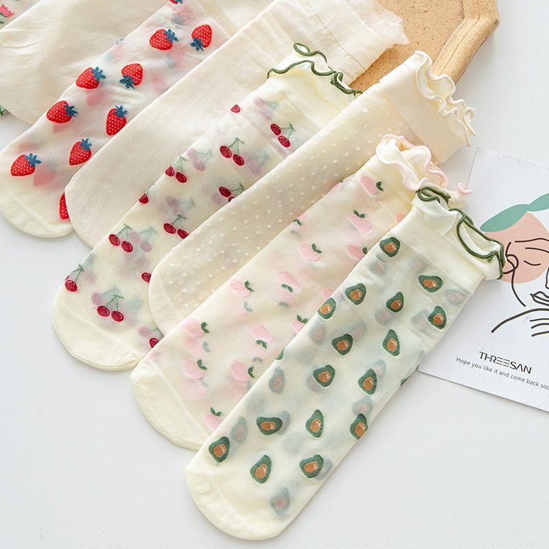 Fruit Print No Show Socks Set