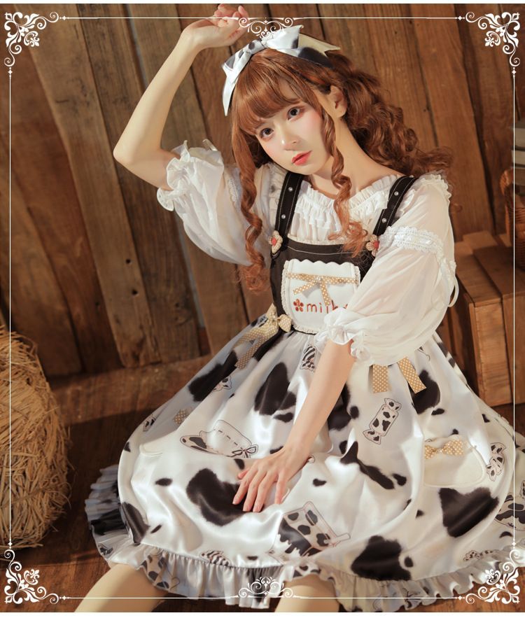 Lolita Cow Print Overall Dress