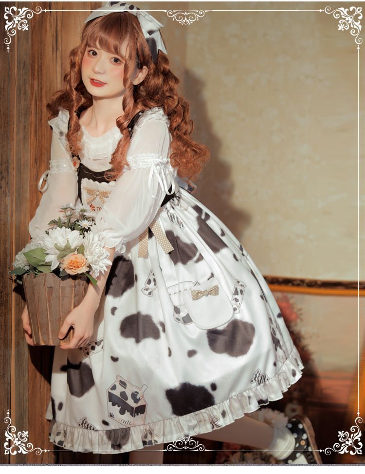 Lolita Cow Print Overall Dress