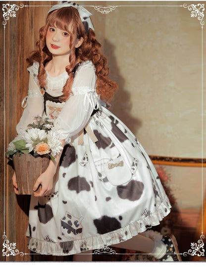 Lolita Cow Print Overall Dress