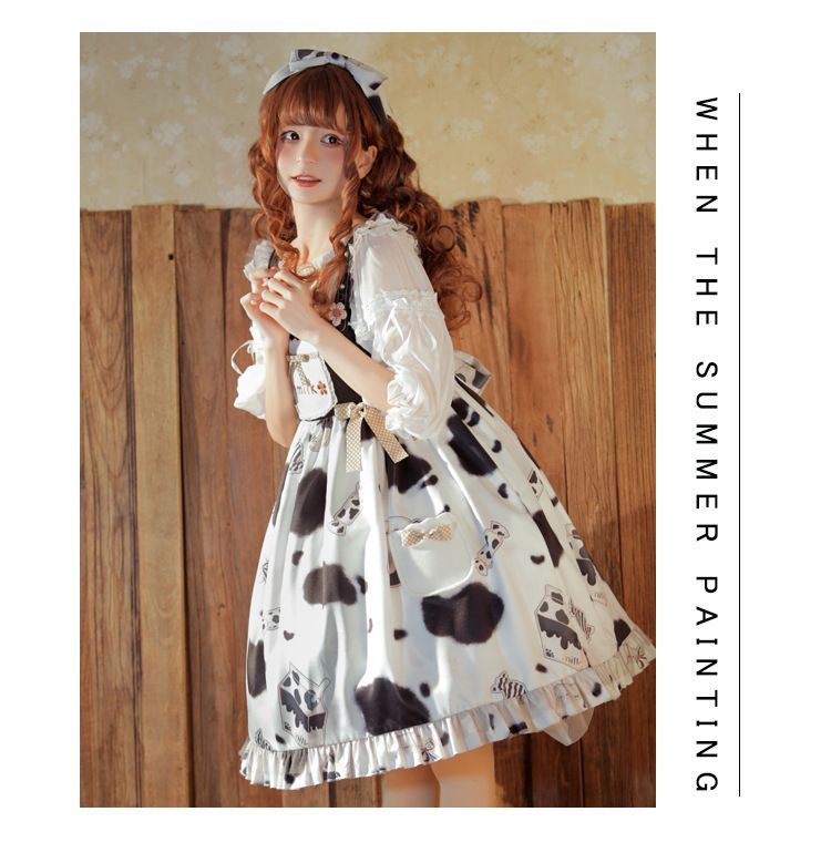 Lolita Cow Print Overall Dress