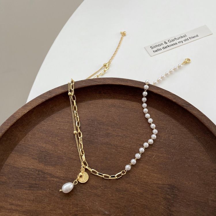 Faux Pearl Pendant Alloy Choker