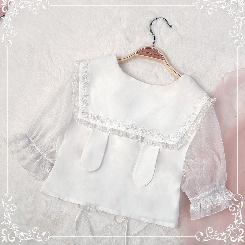 Puff-Sleeve Lace-Up Lolita Blouse