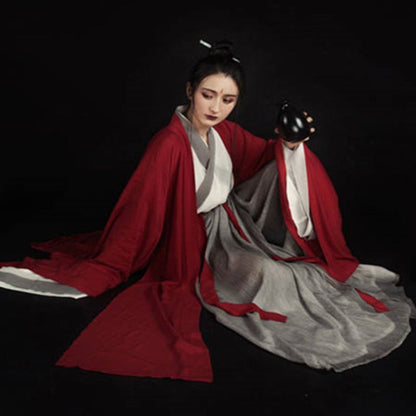 Hanfu Set Of 3 : Red Long