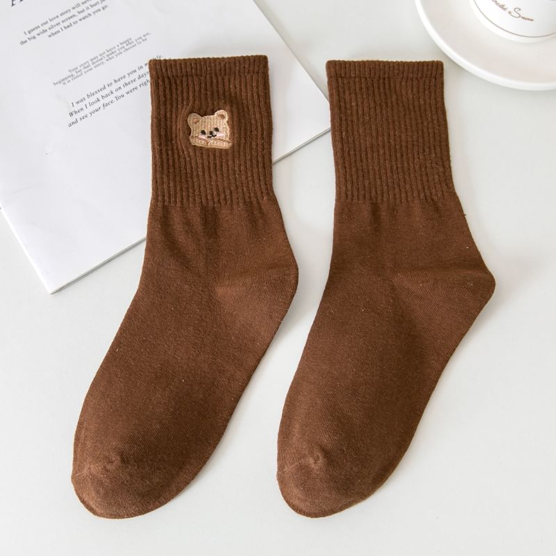 Set of 3: Bear Embroidered Socks Egirldoll