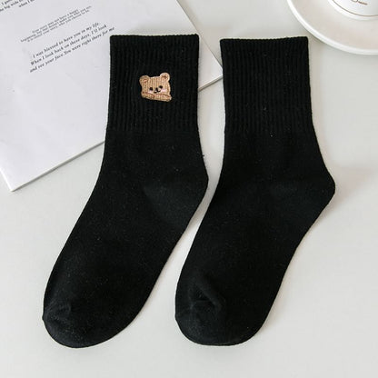 Set of 3: Bear Embroidered Socks Egirldoll