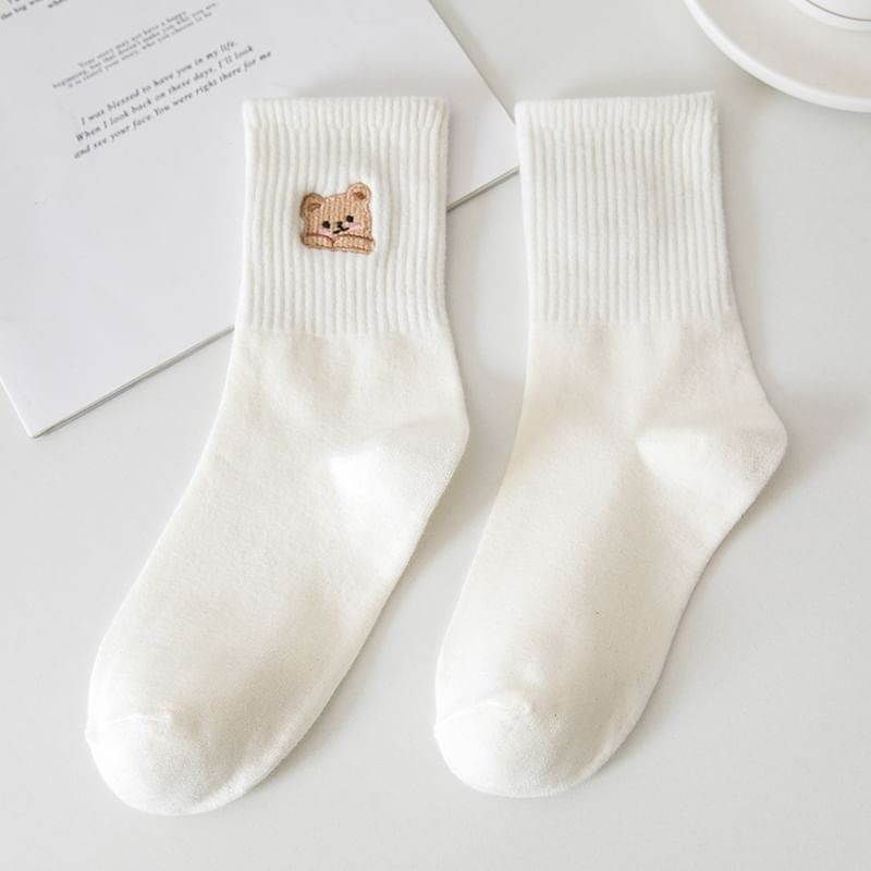 Set of 3: Bear Embroidered Socks Egirldoll