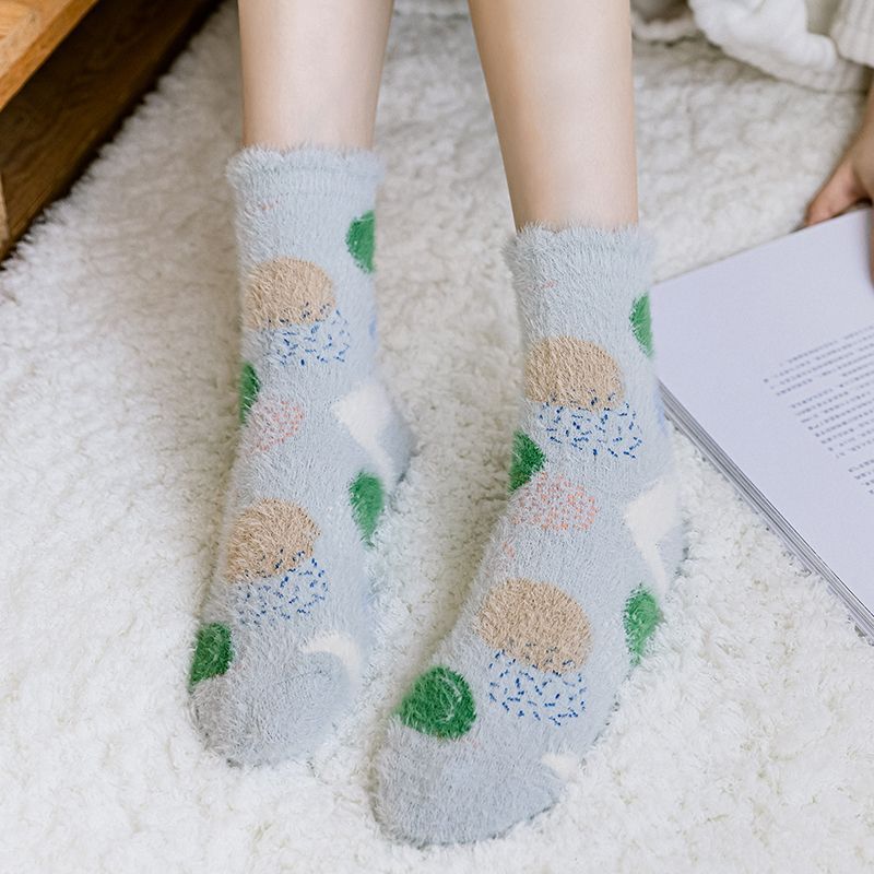 Set Of 3 Pairs: Patterned Fluffy Socks