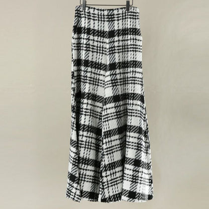 Plaid  Bell-Bottom Woolen Pants