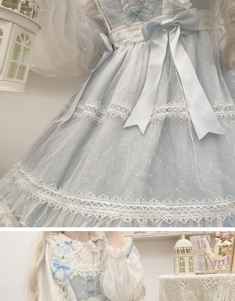 Lolita Ruffled Midi A-Line Overall Dress