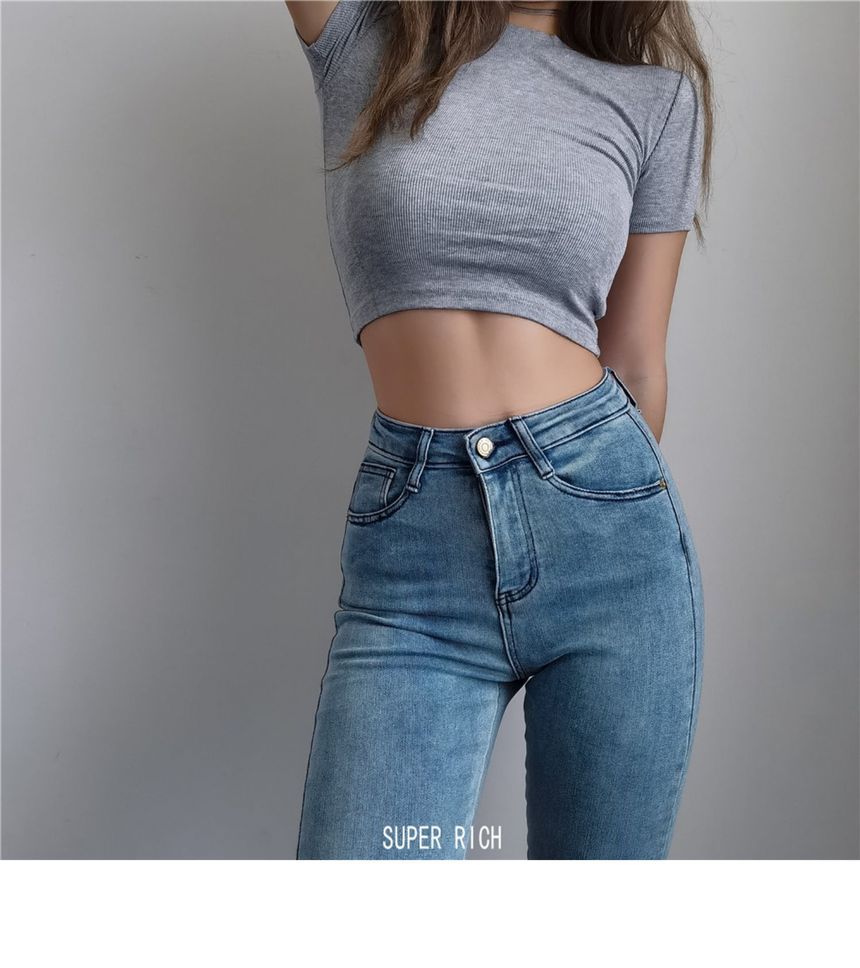 Top Plain Cropped Short-Sleeve