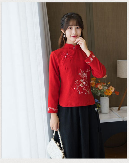 Flower Embroidered Hanfu Blouse