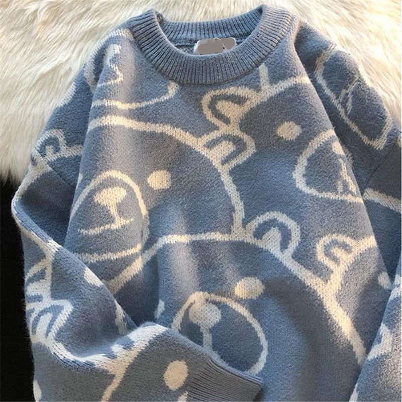 Bear Print Knit Sweatshirt