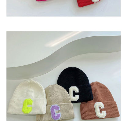 Lettering Applique Knit Beanie