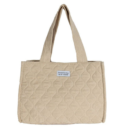 Quilted Corduroy Tote Bag