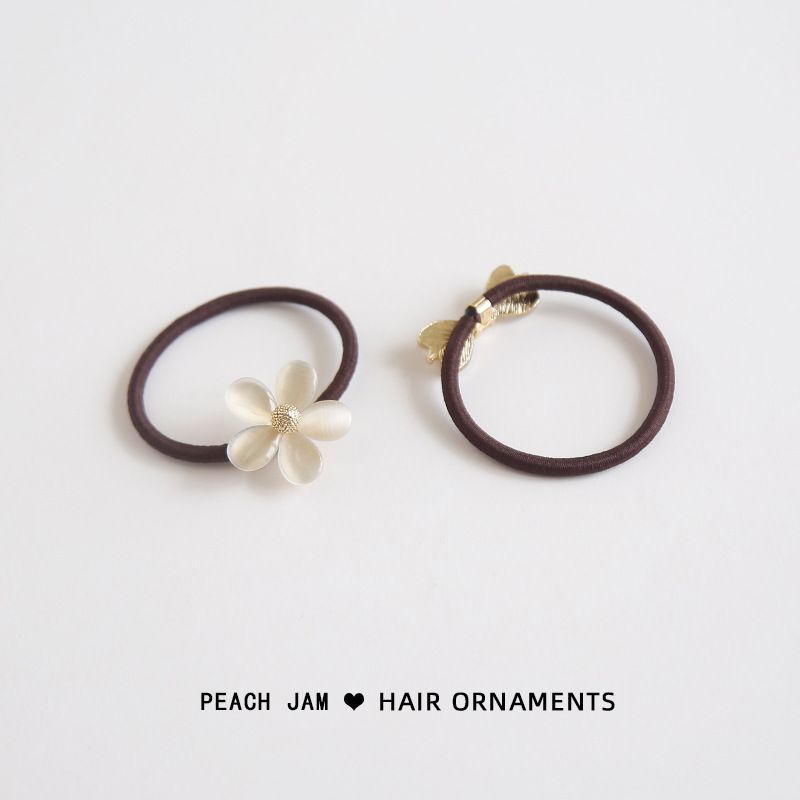 Bow / Flower Faux Cat Eye Stone Hair Tie