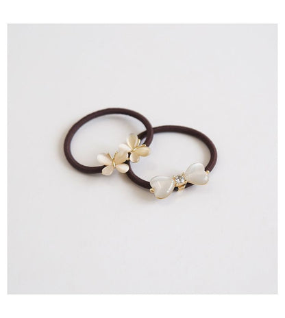 Bow / Flower Faux Cat Eye Stone Hair Tie