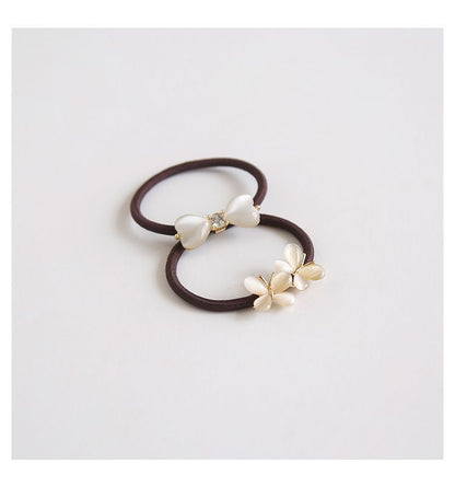 Bow / Flower Faux Cat Eye Stone Hair Tie