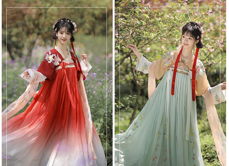 Chinese Hanfu Set Of 3: Embroidered Short