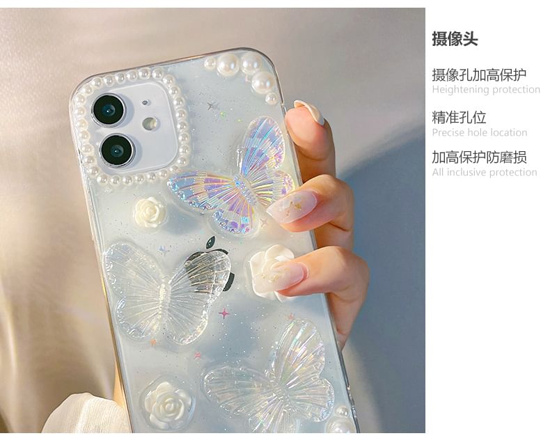 3D Butterfly Transparent Phone Case