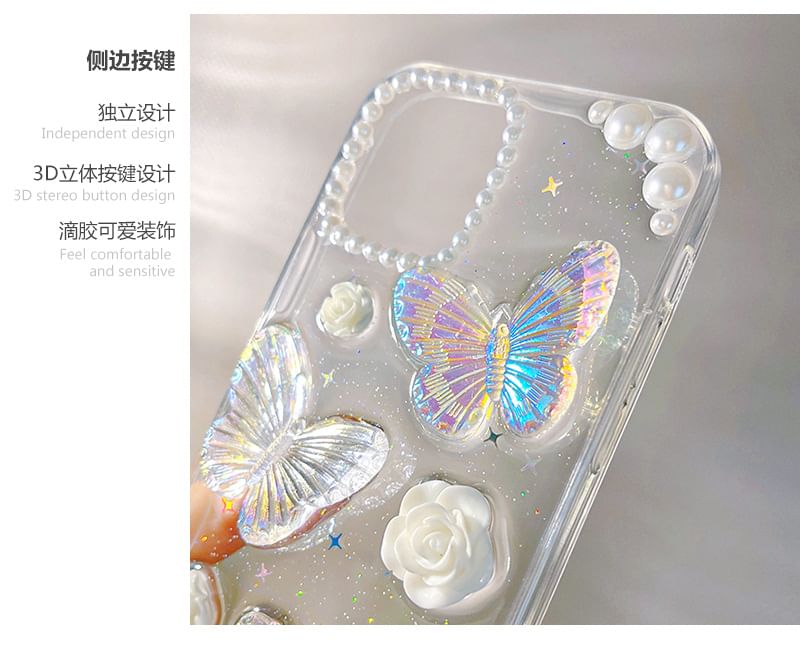 3D Butterfly Transparent Phone Case