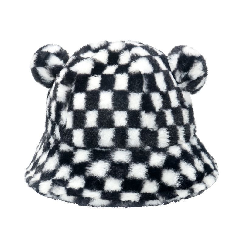Bucket Hat Shearling Bear Ear Faux