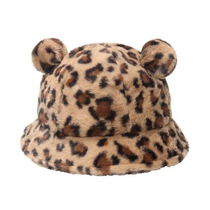 Bucket Hat Shearling Bear Ear Faux
