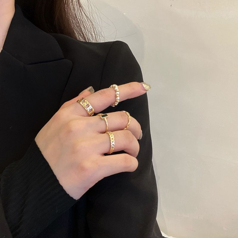 Faux Ring Alloy designs) 5: of (various Pearl / Set