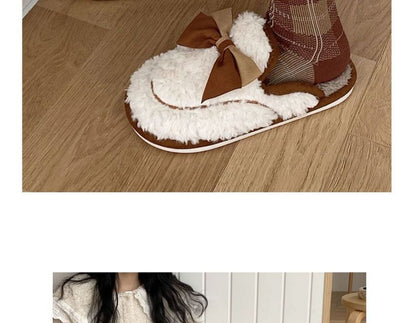 Bow Fleece Home Slippers