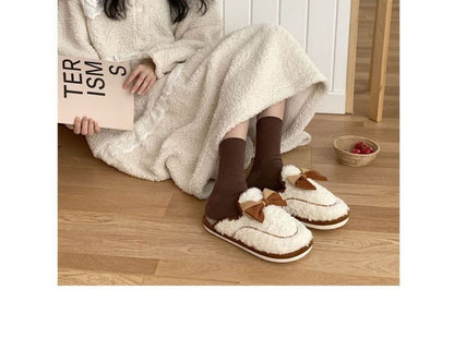 Bow Fleece Home Slippers