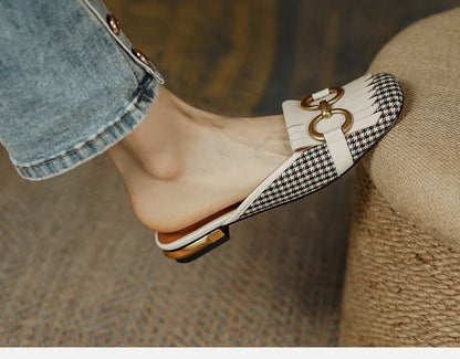 Mules Houndstooth Buckled