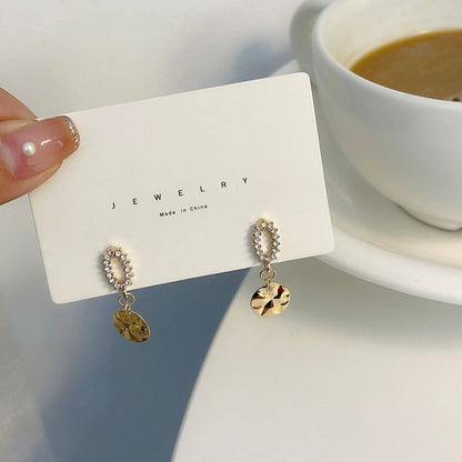 Earring Clip-On Floral / Rhinestone Drop