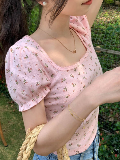 Short-Sleeve Floral Blouse