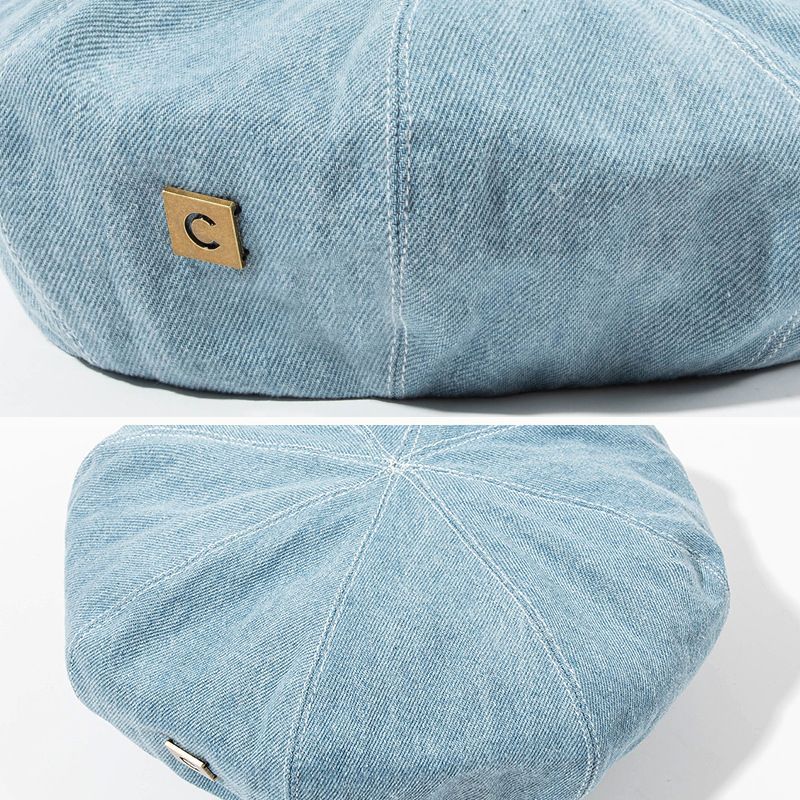 Denim Beret Hat Applique
