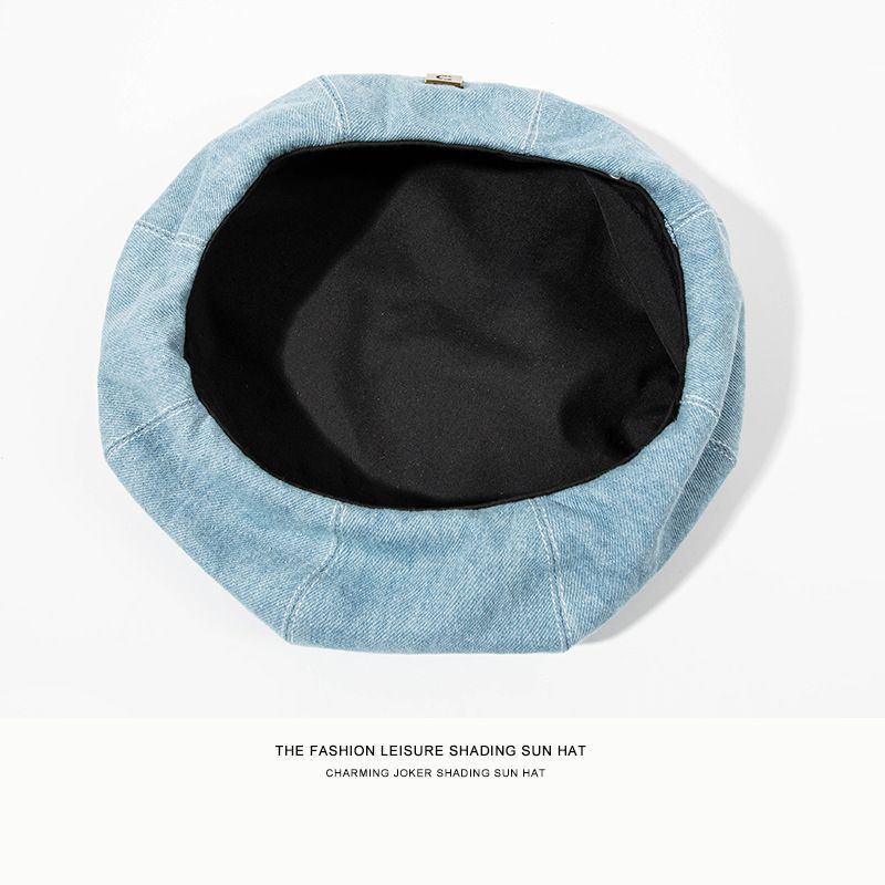 Denim Beret Hat Applique