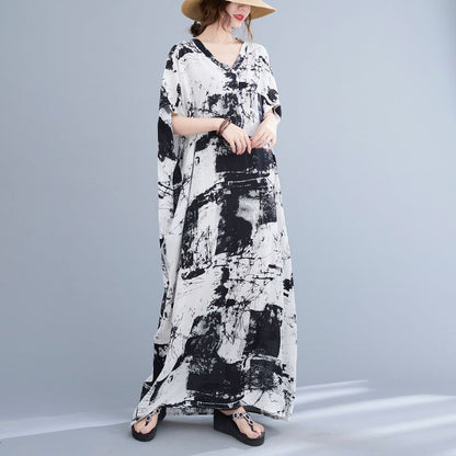 Short-Sleeve Tie-Dye Maxi Oversized T-Shirt Dress