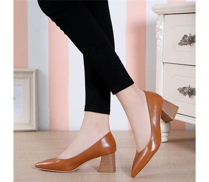 Pointy-Toe Chunky-Heel Pumps